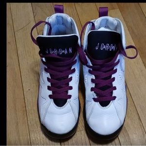 2015 AIR JORDAN RETRO 7 SHOES YOUTH 5Y SNEAKERS WHITE/PURPLE/GRAY/BLACK